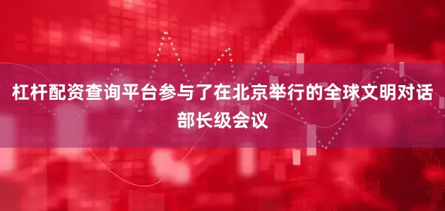 杠杆配资查询平台参与了在北京举行的全球文明对话部长级会议